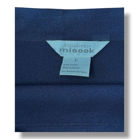 Exclusively Misook Navy Acrylic Striped 2 Pc Skirt Tank Top Office Women’s Sz L - Picture 15 of 16